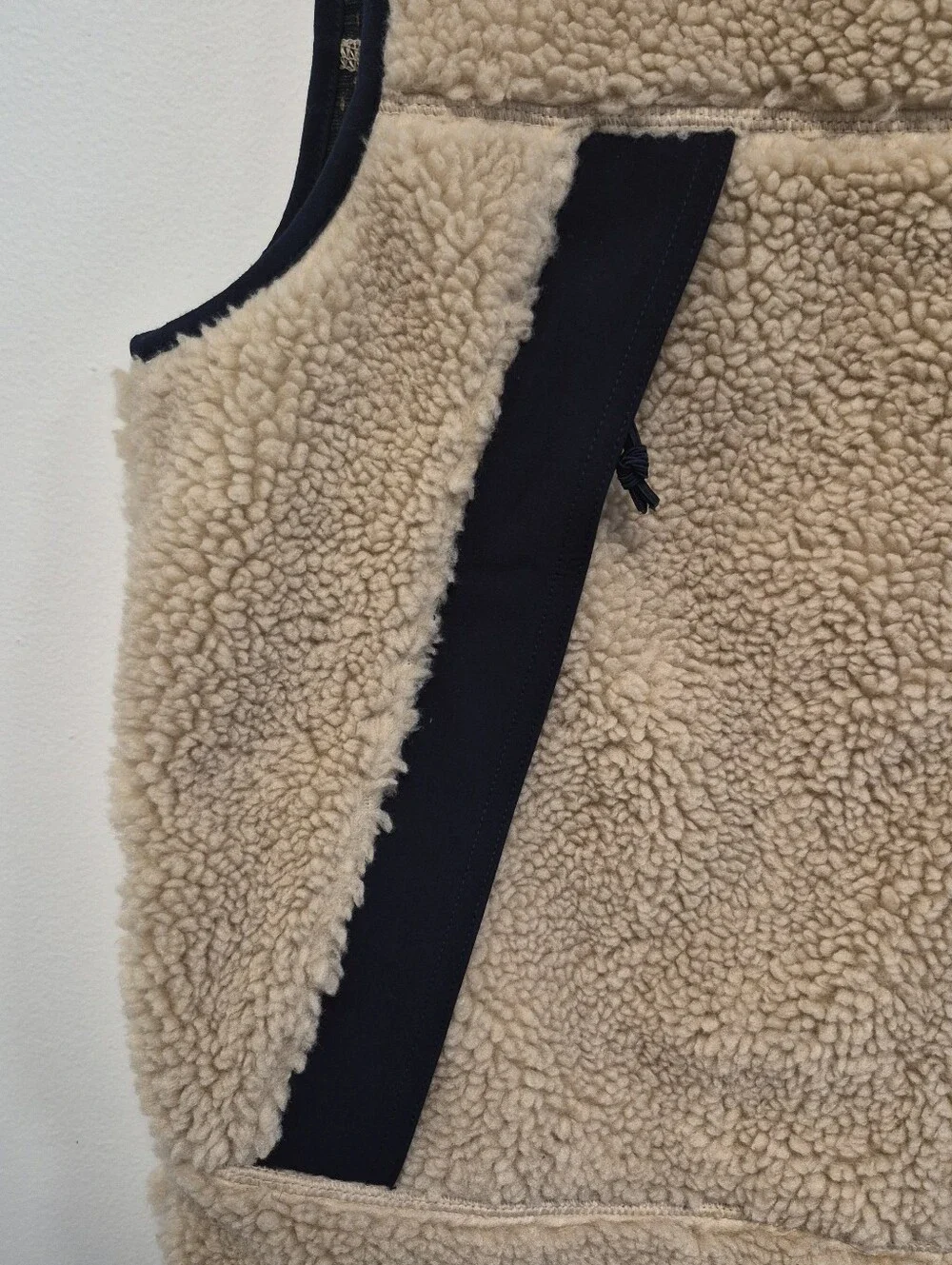 J.Crew Nordic Vest Men's Sherpa Fleece Cream Zip Front Warm Lined Size M